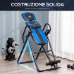 PANCA A INVERSIONE GRAVITAZIONALE PIEGHEVOLE CON LUNGHEZZA REGOLABILE DA 140-203 CM E RUOTE, NERO E BLU