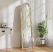 SPECCHIO DA TERRA E PARETE A FIGURA INTERA CON CAVALLETTO, EFFETTO PIETRA E FORMA AD ARCO, 40X160 CM, BEIGE