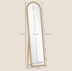 SPECCHIO DA TERRA E PARETE A FIGURA INTERA CON CAVALLETTO, EFFETTO PIETRA E FORMA AD ARCO, 40X160 CM, BEIGE