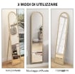 SPECCHIO DA TERRA E PARETE A FIGURA INTERA CON CAVALLETTO, EFFETTO PIETRA E FORMA AD ARCO, 40X160 CM, BEIGE