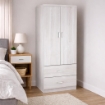 ARMADIO GUARDAROBA IN LEGNO CON 2 ANTE E CASSETTI BIANCO LEGNO 80 X 52 X 190 CM