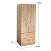 ARMADIO GUARDAROBA IN LEGNO CON 2 ANTE E CASSETTI ROVERE NATURALE 80 X 52 X 190 CM