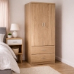 ARMADIO GUARDAROBA IN LEGNO CON 2 ANTE E CASSETTI ROVERE NATURALE 80 X 52 X 190 CM