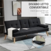 DIVANO LETTO 3 POSTI RECLINABILE CON RIVESTIMENTO EFFETTO LINO E TAVOLINO A RIBALTA GRIGIO