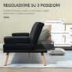 DIVANO LETTO 3 POSTI RECLINABILE CON RIVESTIMENTO EFFETTO LINO E TAVOLINO A RIBALTA GRIGIO