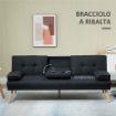 DIVANO LETTO 3 POSTI RECLINABILE CON RIVESTIMENTO EFFETTO LINO E TAVOLINO A RIBALTA GRIGIO