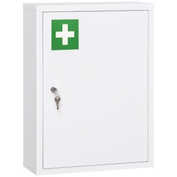 ARMADIETTO MEDICINALI A 3 RIPIANI CON SERRATURA E 2 CHIAVI, IN ACCIAIO, 40X15X53.5 CM, BIANCO