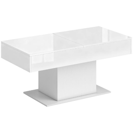TAVOLINO DA CAFFÞ ESTENSIBILE CON VANO CONTENITORE MODERNO, 108-178.5X53X49 CM, BIANCO LUCIDO