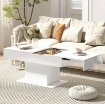 TAVOLINO DA CAFFÞ ESTENSIBILE CON VANO CONTENITORE MODERNO, 108-178.5X53X49 CM, BIANCO LUCIDO