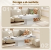 TAVOLINO DA CAFFÞ ESTENSIBILE CON VANO CONTENITORE MODERNO, 108-178.5X53X49 CM, BIANCO LUCIDO