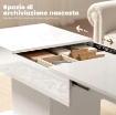 TAVOLINO DA CAFFÞ ESTENSIBILE CON VANO CONTENITORE MODERNO, 108-178.5X53X49 CM, BIANCO LUCIDO