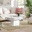 TAVOLINO DA CAFFÞ ESTENSIBILE CON VANO CONTENITORE MODERNO, 108-178.5X53X49 CM, BIANCO LUCIDO