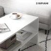 TAVOLINO DA CAFFÈ MODERNO IN LEGNO A 2 LIVELLI CON RIPIANO APERTO, 100X40X41.5 CM, BIANCO