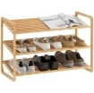SCAFFALE SCARPIERA A 3 LIVELLI PER 12 SCARPE CON RIPIANI A DOGHE IN BAMB¨, 76X33X50.8 CM, COLORE LEGNO