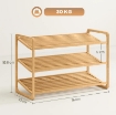 SCAFFALE SCARPIERA A 3 LIVELLI PER 12 SCARPE CON RIPIANI A DOGHE IN BAMB¨, 76X33X50.8 CM, COLORE LEGNO