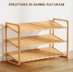 SCAFFALE SCARPIERA A 3 LIVELLI PER 12 SCARPE CON RIPIANI A DOGHE IN BAMB¨, 76X33X50.8 CM, COLORE LEGNO