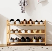 SCAFFALE SCARPIERA A 3 LIVELLI PER 12 SCARPE CON RIPIANI A DOGHE IN BAMB¨, 76X33X50.8 CM, COLORE LEGNO