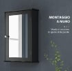 MOBILETTO BAGNO PENSILE CON SPECCHIO E ANTA A CHIUSURA MAGNETICA, 41X14X60 CM, NERO