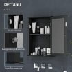 MOBILETTO BAGNO PENSILE CON SPECCHIO E ANTA A CHIUSURA MAGNETICA, 41X14X60 CM, NERO