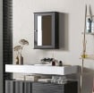 MOBILETTO BAGNO PENSILE CON SPECCHIO E ANTA A CHIUSURA MAGNETICA, 41X14X60 CM, NERO