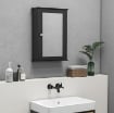 MOBILETTO BAGNO PENSILE CON SPECCHIO E ANTA A CHIUSURA MAGNETICA, 41X14X60 CM, NERO