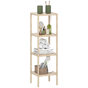 MOBILE BAGNO MODERNO A 4 LIVELLI ANTIRIBALTAMENTO IN BAMBÙ 33X31X110 CM COLOR LEGNO