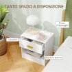 SET 2 COMODINI MODERNI IN LEGNO CON CASSETTO E RIPIANO APERTO 39X28X41 CM BIANCO