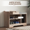 PANCA SCARPIERA MODERNA CON 3 RIPIANI APERTI E CASSETTI, IN LEGNO, POLIESTERE E SPUGNA, 76.5X30X52 CM, GRIGIO