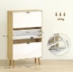 SCARPIERA SLIM MODERNA CON 3 CASSETTI RIBALTABILI PER 24 PAIA DI SCARPE, 80X24X127 CM, BIANCO