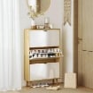 SCARPIERA SLIM MODERNA CON 3 CASSETTI RIBALTABILI PER 24 PAIA DI SCARPE, 80X24X127 CM, BIANCO