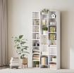 LIBRERIA MODERNA IN LEGNO ALTA 181 CM CON 21 SCOMPARTI E 10 RIPIANI REGOLABILI, BIANCO
