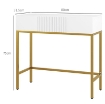 CONSOLLE DA INGRESSO MODERNA CON 2 CASSETTI E GAMBE DORATE, 80X31.5X75CM, BIANCO
