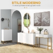 CONSOLLE DA INGRESSO MODERNA CON 2 CASSETTI E GAMBE DORATE, 80X31.5X75CM, BIANCO
