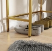 CONSOLLE DA INGRESSO MODERNA CON 2 CASSETTI E GAMBE DORATE, 80X31.5X75CM, BIANCO