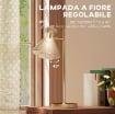 LAMPADA DA TAVOLO MODERNA CON PARALUME IN VETRO REGOLABILE AMBRATO E SATINATO, ATTACCO E27, ORO
