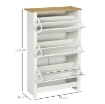 SCARPIERA SLIM PER 18 PAIA DI SCARPE, 3 CASSETTI CON 2 RIPIANI REGOLABILI E RIMOVIBILI, 72X26X112 CM, BIANCO