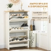 SCARPIERA SLIM PER 18 PAIA DI SCARPE, 3 CASSETTI CON 2 RIPIANI REGOLABILI E RIMOVIBILI, 72X26X112 CM, BIANCO