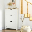SCARPIERA SLIM PER 18 PAIA DI SCARPE, 3 CASSETTI CON 2 RIPIANI REGOLABILI E RIMOVIBILI, 72X26X112 CM, BIANCO