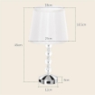 LAMPADA DA TAVOLO CON CRISTALLI E PORTA USB IN METALLO VETRO E POLIESTERE Ø 23X45 CM BIANCO E ARGENTO