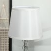 LAMPADA DA TAVOLO CON CRISTALLI E PORTA USB IN METALLO VETRO E POLIESTERE Ø 23X45 CM BIANCO E ARGENTO