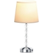 LAMPADA DA TAVOLO CON CRISTALLI E PORTA USB IN METALLO VETRO E POLIESTERE Ø 23X45 CM BIANCO E ARGENTO