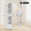 SCAFFALE LIBRERIA A 4 RIPIANI APERTI CON ARMADIETTO E CASSETTO, 30X24X158 CM, IN LEGNO BIANCO