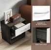 SET 2 COMODINI MODERNI CON RIPIANO APERTO E CASSETTO, IN LEGNO, 39X28X41 CM, BIANCO E GRIGIO SCURO