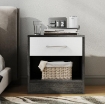 SET 2 COMODINI MODERNI CON RIPIANO APERTO E CASSETTO, IN LEGNO, 39X28X41 CM, BIANCO E GRIGIO SCURO