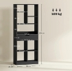 LIBRERIA MODERNA IN LEGNO CON CASSETTO CENTRALE E KIT ANTIRIBALTAMENTO, 60X26X158 CM, NERO
