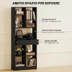 LIBRERIA MODERNA IN LEGNO CON CASSETTO CENTRALE E KIT ANTIRIBALTAMENTO, 60X26X158 CM, NERO