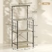 Scaffale Cucina a 4 Livelli con Pannelli a Rete e 8 Ganci Stile Industriale, 60x42x134.5 cm, Rovere