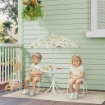 SET DA GIARDINO PER BAMBINI 2-5 ANNI CON TAVOLINO ROTONDO, 2 SEDIE PIEGHEVOLI E UN OMBRELLONE, BIANCO