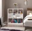 MOBILE LIBRERIA PORTAOGGETTI A 3 LIVELLI E 8 RIPIANI TOTALI, IN MDF, 97.5X30X100 CM, BIANCO