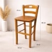 SGABELLO SNACK CON SEDUTA COMPATTA IN MATERIALE MASSELLO COLORE NOCE  39X38X90CM STILE CLASSICO 